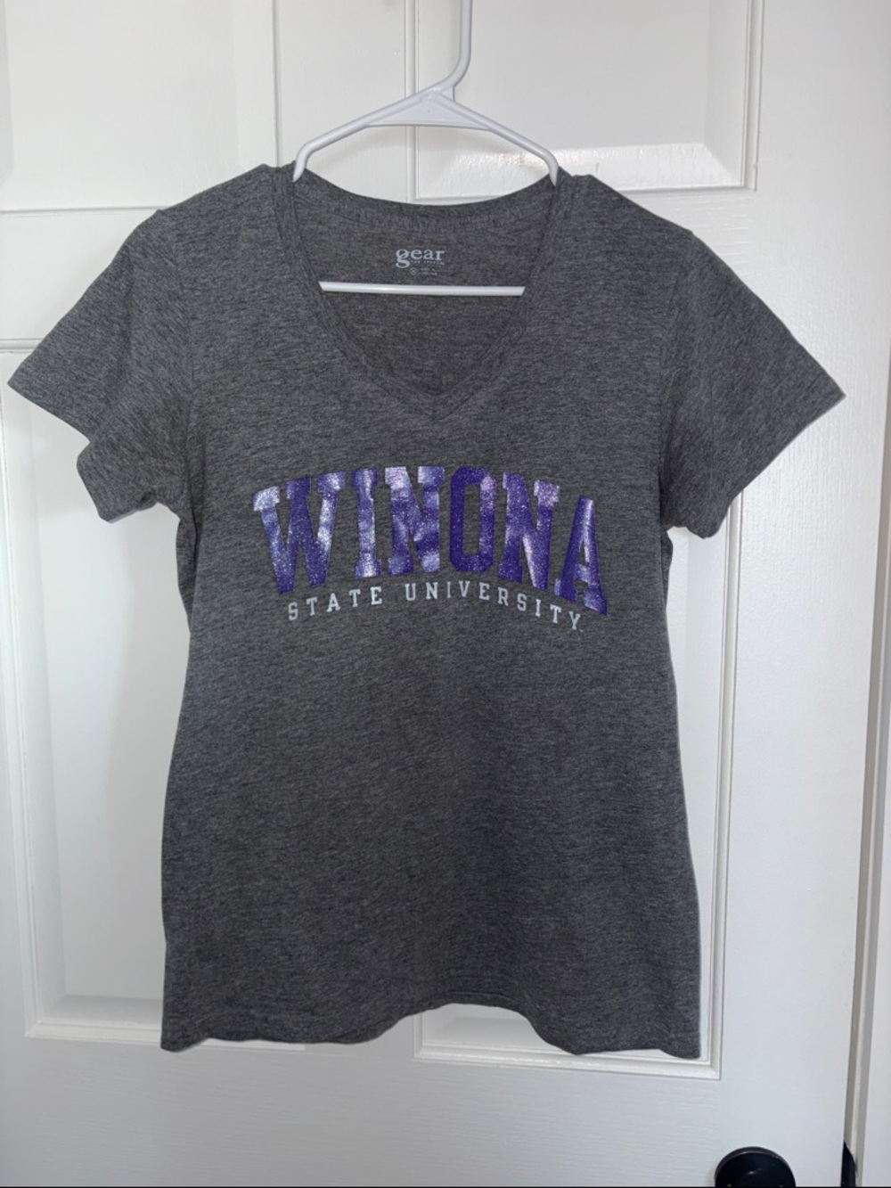 Winona State University Gray V-Neck Tee